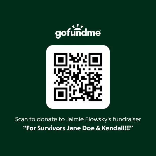 QR code linking to Kendall Francis's survivor fundraiser on GoFundMe